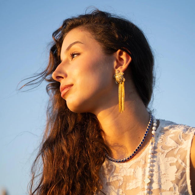 Diamond Turtle Chunky Tassel Earrings, A Pair For Sale - Image 10 of 12