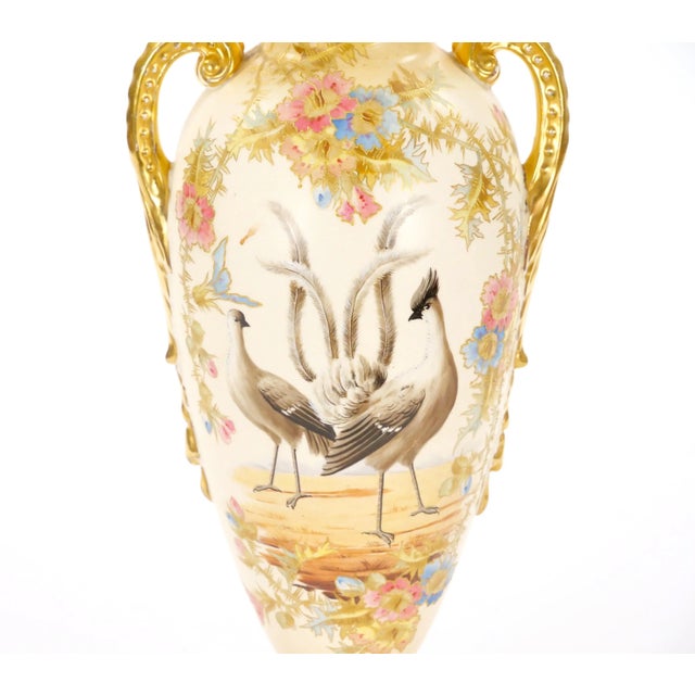 Antique German Porcelain Hand Painted / Gilt Decorative Vase For Sale In New York - Image 6 of 12