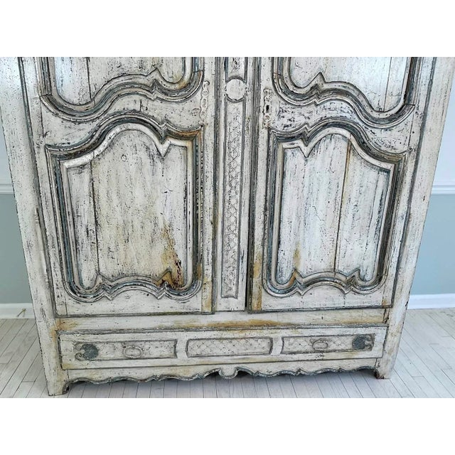 Monumental Late 18th Century French Provincial Painted Louis XV Armoire, Circa 1770–1800 For Sale - Image 4 of 18