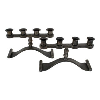 Charles Piguet Modernist Wrought Iron Candelabras Candle Holders For Sale