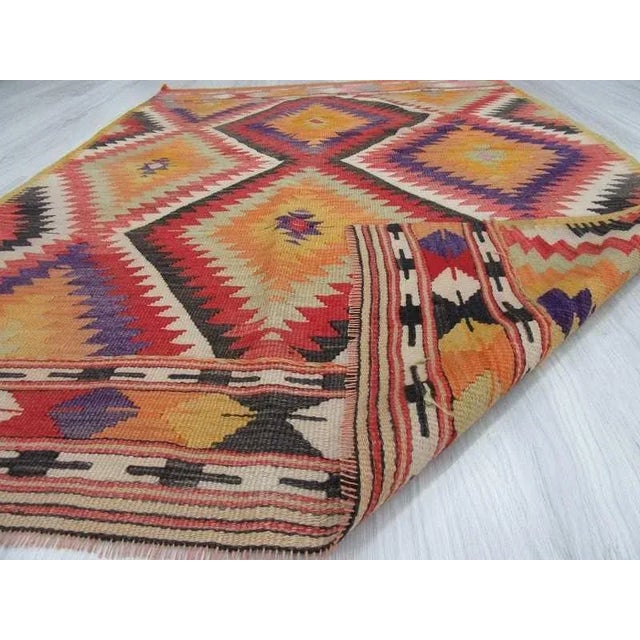 Vintage Colorful Turkish Kilim Rug - 3'4" X 4'8" For Sale In Los Angeles - Image 6 of 6