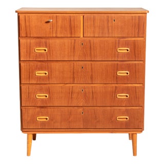 Scandinavian Teak Chest of Drawers with Oak Details, 1960s For Sale