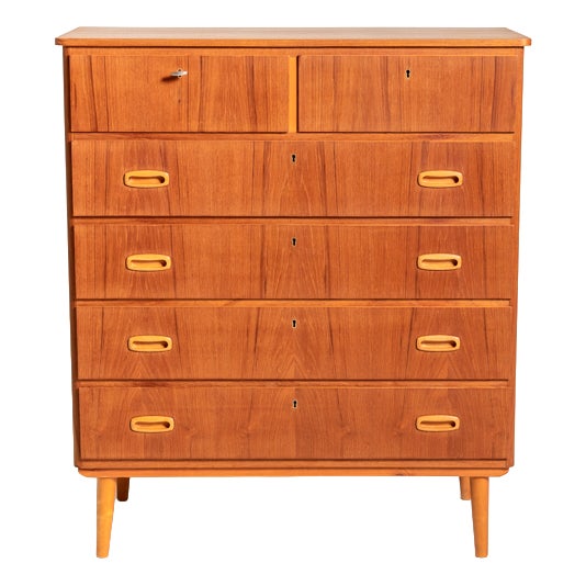 Scandinavian Teak Chest of Drawers with Oak Details, 1960s For Sale