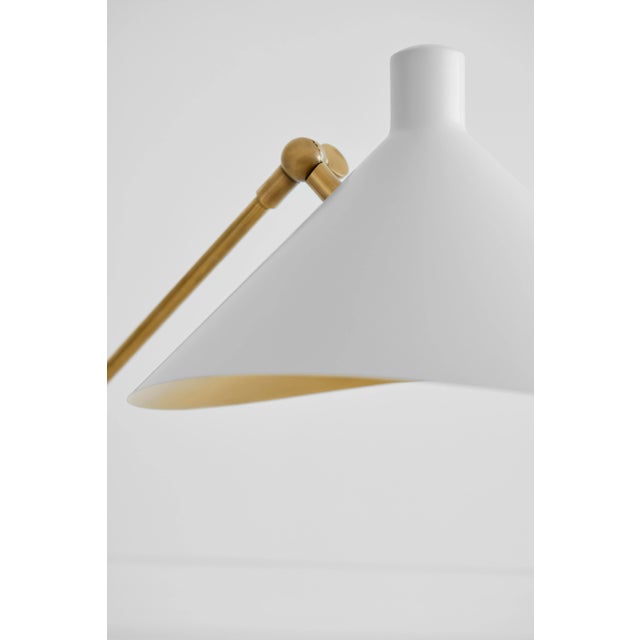 2020s AERIN for Visual Comfort Signature Mayotte Large Offset Floor Lamp in Hand-Rubbed Antique Brass with White Shade For Sale - Image 5 of 7