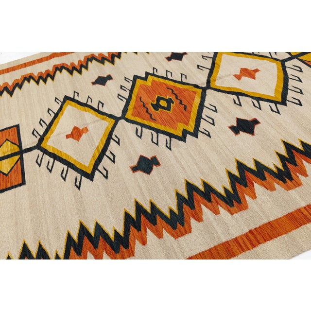 2020s Contemporary Southwest Style Flat-Weave Wool Rug in Terracotta, and Ochre For Sale - Image 5 of 10
