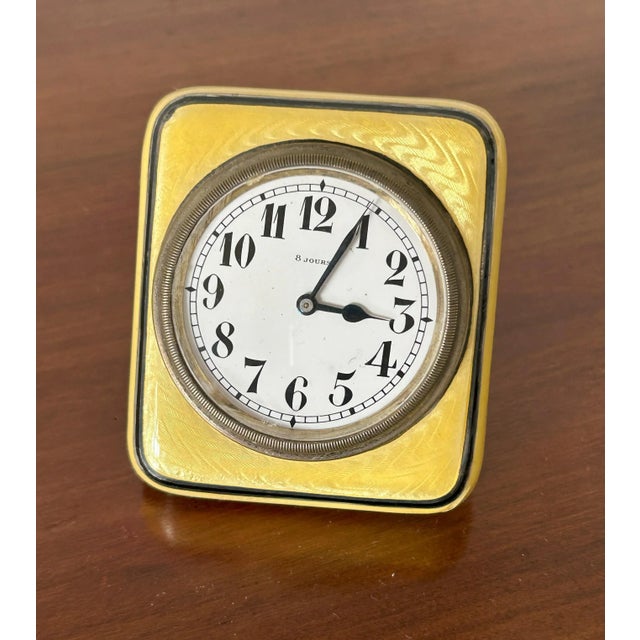 Art Deco Table Clock with Enamels from Huitaine, 1930s For Sale - Image 6 of 15