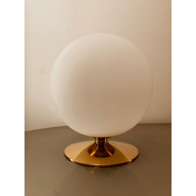 White Sphere Lamp with Brass Base For Sale - Image 13 of 13