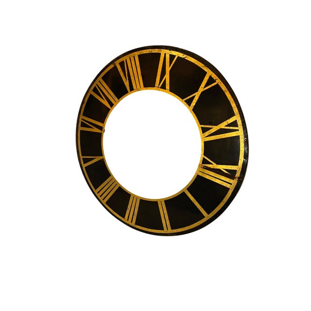 Black Black Church Clock Face with Gilt Roman Numerals and Hands-19th Century For Sale - Image 8 of 13