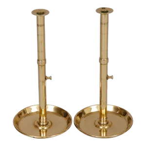 Pair of Tall Early 19th Century Brass Pulpit Candlesticks