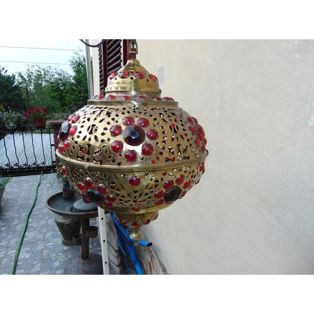 Metal Vintage Brass Lantern Lamp, 1970s For Sale - Image 7 of 10