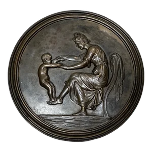 British 19th Century Coalbrookdale Bronze Mother Holding Her Child Wall Sculpture