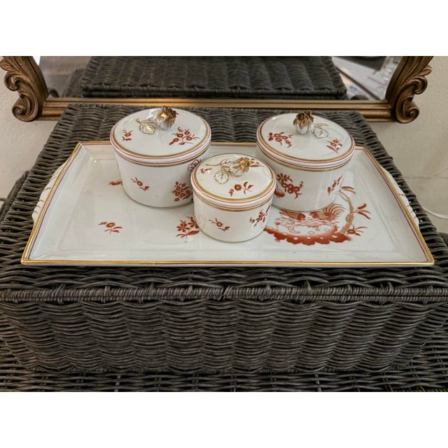 Mid 20th Century Richard Ginori Siena Rust Vanity Set (1) 13.5” Tray (2) 3”d Jars & (1) 2.5” Jar For Sale - Image 5 of 7