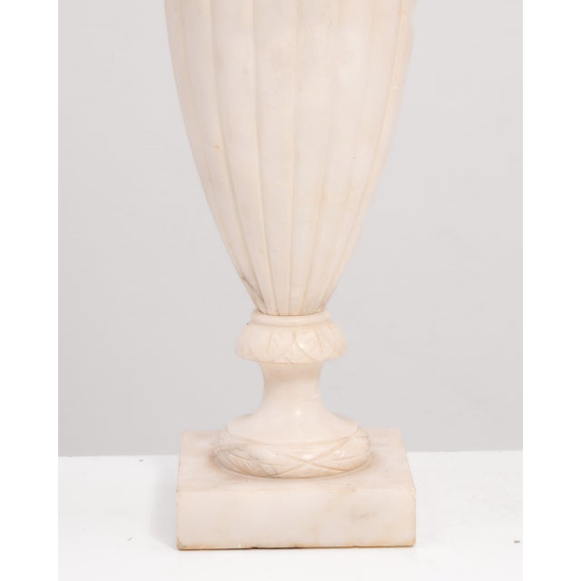 Alabaster Urn Shaped Table Lamp Hand Carved Neoclassical Italy For Sale - Image 10 of 11