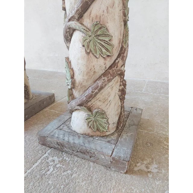 Italian Carved Wooden Pedestals, Set of 2 For Sale - Image 5 of 12