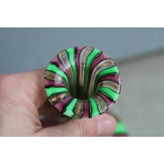 Green, Gold & Purple Glass Bottle, Italy, 1960s For Sale - Image 7 of 8