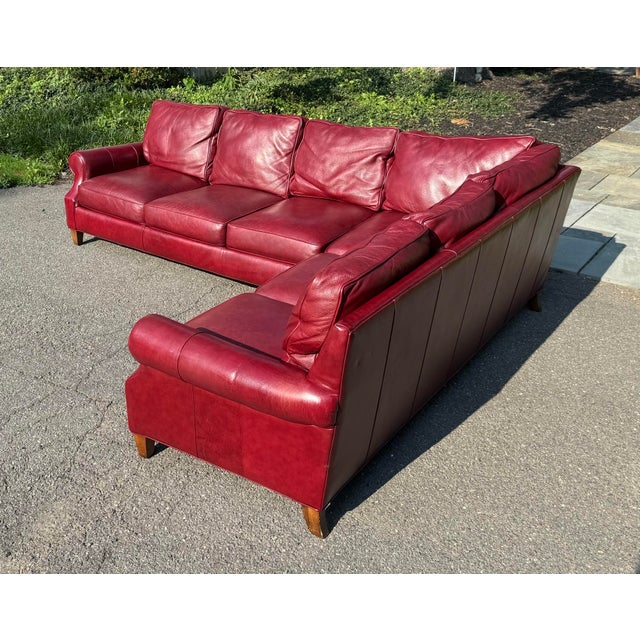 Bradington Young Oxblood Red Leather Sectional Sofa by Bradington Young LLC For Sale - Image 4 of 6