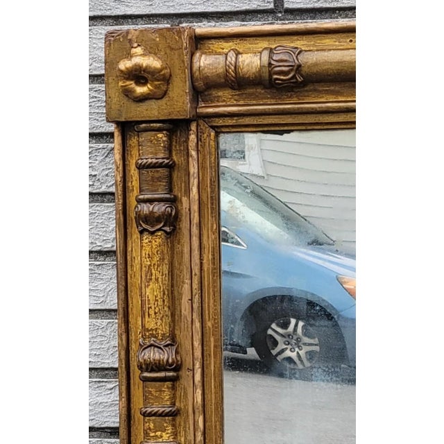 Antique American Federal Giltwood Wall Mirror c.1820 Original 19th Century Gold For Sale - Image 11 of 17