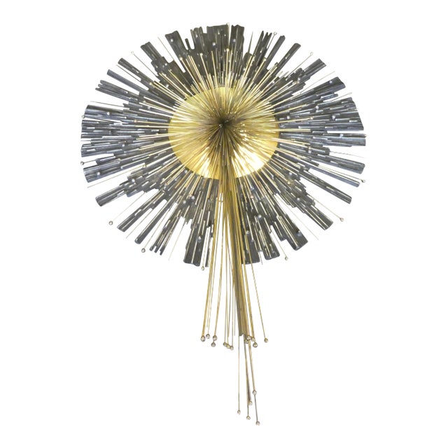 Best Large Biomorphic Steel & Brass Starburst Wall Sculpture For Sale