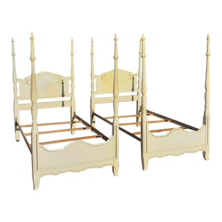 1940s Whitewash French Provincial Urn Poster Twin Beds - a Pair For Sale