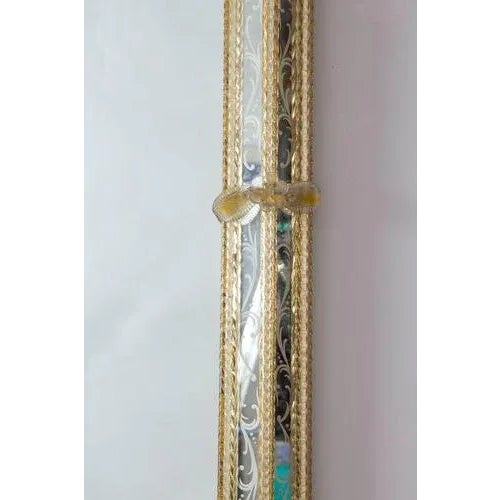 Gold Mid-Century Venetian Murano Glass Mirror, 1960s For Sale - Image 8 of 16