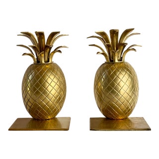 1970s Vintage Brass Pineapple Bookends – Pair For Sale