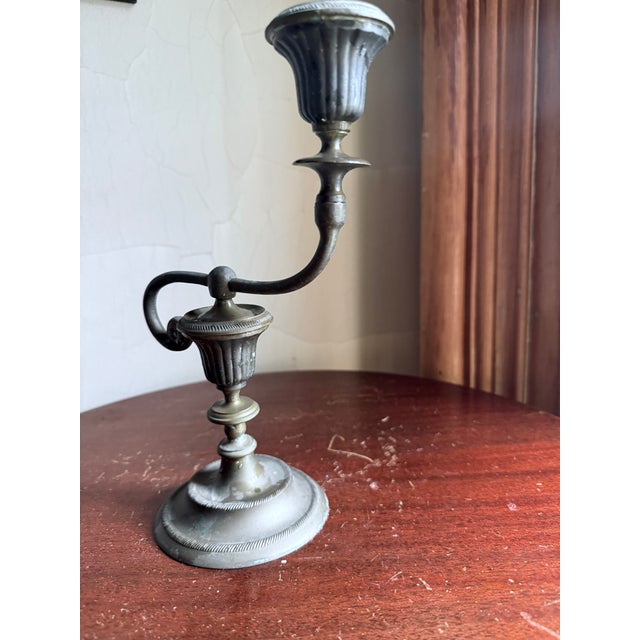 Early 20th Century Asymtetrical Pewter Candlestick Holder For Sale - Image 12 of 13