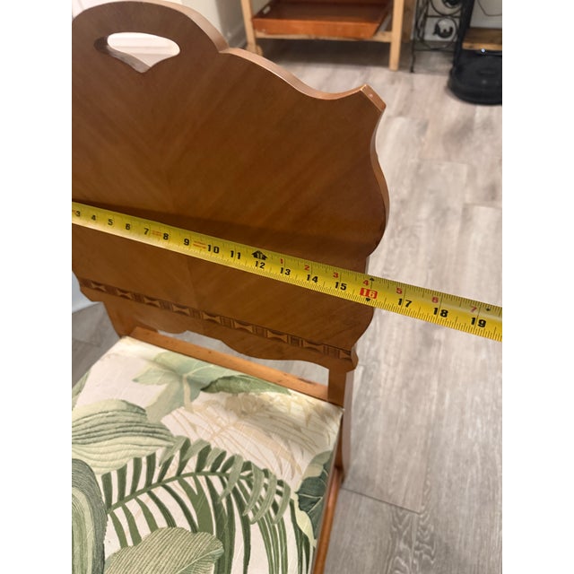 1930s Art Deco Vanity Chair Featuring Walnut Burl Veneer Inlay With Embroidered For Sale - Image 11 of 11