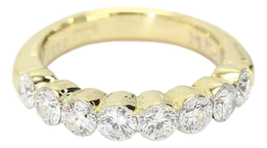 18k Yellow Gold Band With Eight Bezel Set Diamonds - Size 4