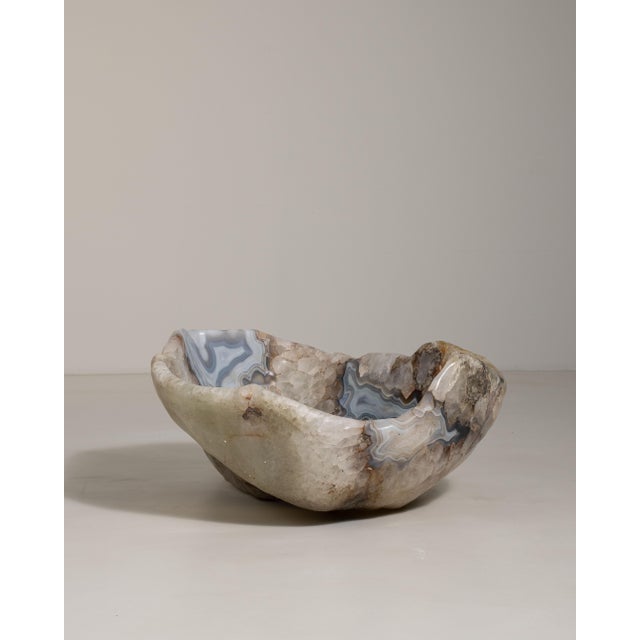 Mid 20th Century Brazil Light Gray Agate Decorative Bowl For Sale - Image 10 of 15