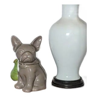 French Bulldog Cookie Jar in Taupe For Sale