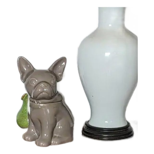 French Bulldog Cookie Jar in Taupe For Sale