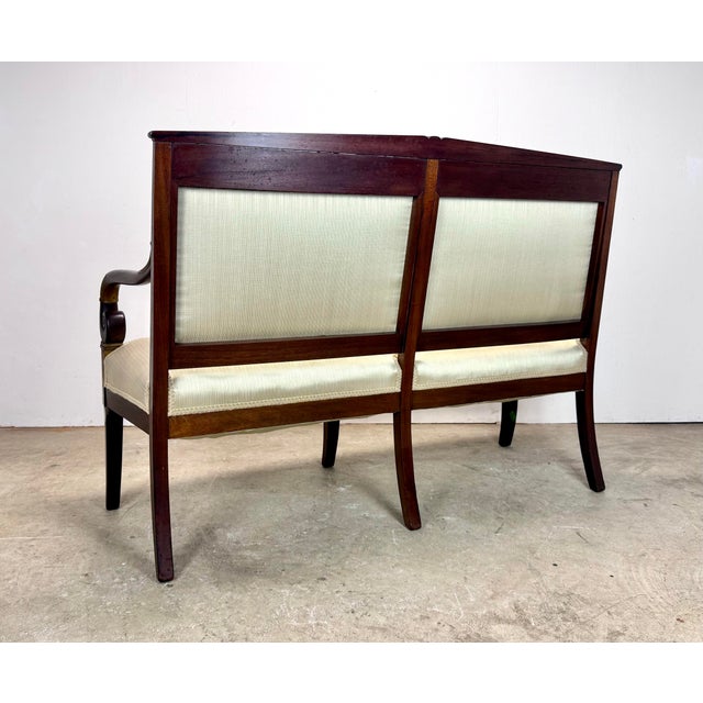 Antique French Empire Parlor Suite Set Settee & King / Queen Armchairs Restored For Sale - Image 11 of 12
