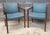 A Pair of Late 20th Century Gunlocke modernist solid Oak and Upholstered Armchairs, guess chairs. Measure 23" in width,...