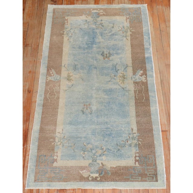 Pair of Soft Blue Chinese Art Deco Rugs, 3' X 5'10'' For Sale - Image 11 of 13