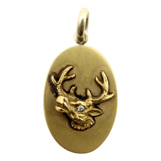 Late 19th Century Victorian 10k Gold Elk Head Bpoe Lodge Pendant Charm For Sale