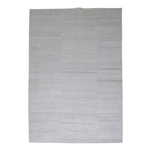 Zabihi Collection White Modern Textured Persian Kilim