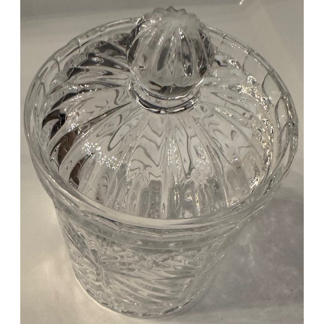 Vintage Pressed Glass Biscuit Jar With Lid – Cut Crystal Style Candy Jar (In the Style of Traditional Cut Crystal Patterns) For Sale - Image 10 of 12