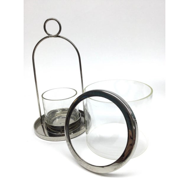 Metal Vintage Hurricane Candle Holder Silver Plate India For Sale - Image 7 of 9