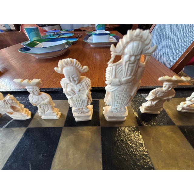 Bone Hand-Carved Chinese Bone Export Travel Chess Set Early 20th Century For Sale - Image 7 of 12