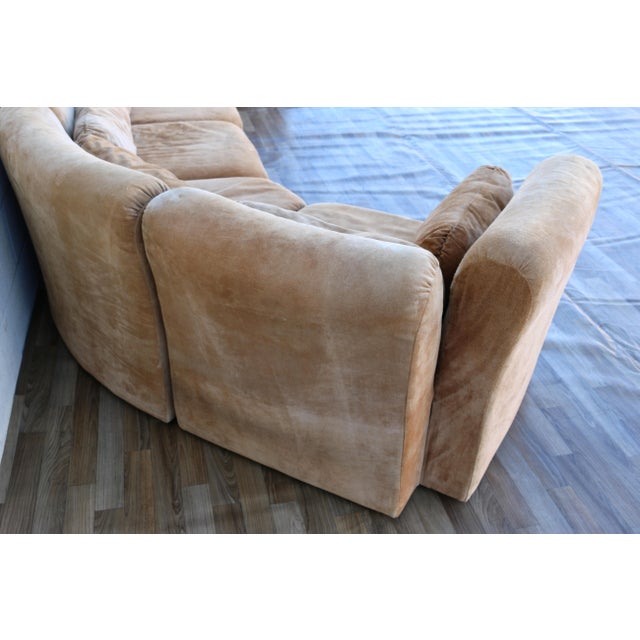 Vintage 1970s 7-Piece Modular Suede Leather Sectional Sofa, Curved Lounge Seating For Sale - Image 14 of 18