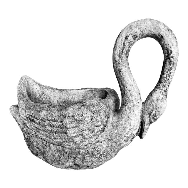 Early 1900s Antique French Concrete Swan Planter For Sale