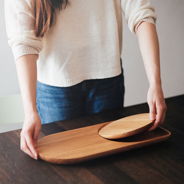 Modern Spin Tray - Solid European Oak Serving Tray For Sale - Image 3 of 4