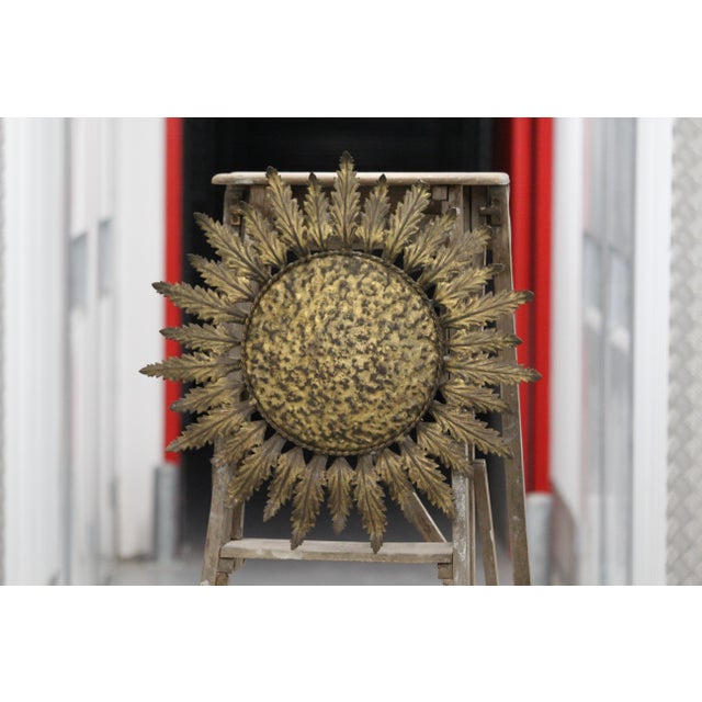 Gilt Sun Wall or Ceiling Light, France, 1950s For Sale - Image 10 of 18