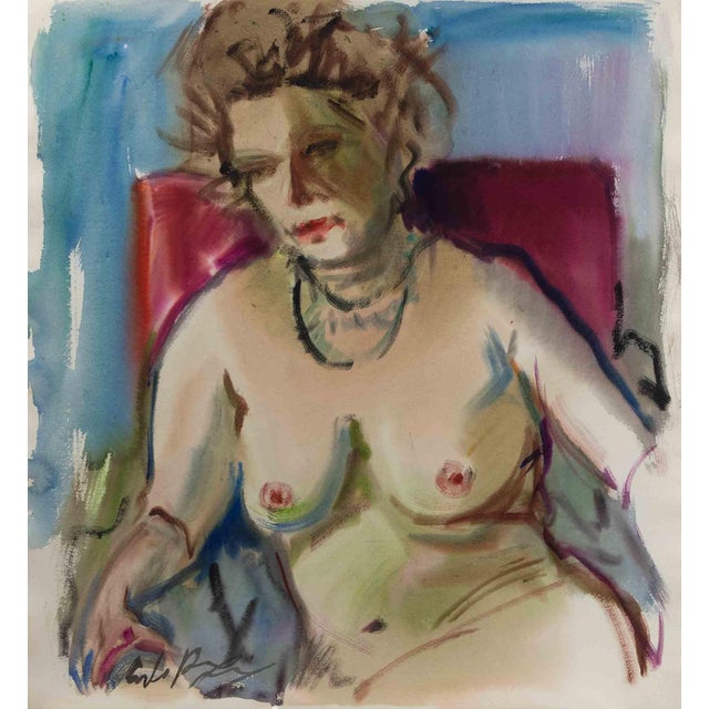 Carlo Ravagnan, Nude, Watercolor, 1960s For Sale
