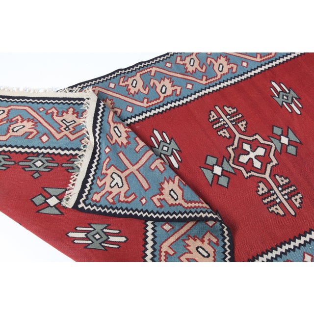 Fine Quality Handwoven Vintage Kilim Runner – Geometric Tribal Motifs -3' X 10' 6'' For Sale - Image 4 of 13