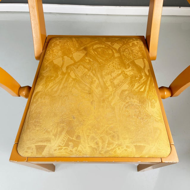 Wood Italian Modern Yellow Fabric and Wooden Chair from Bros/S, 1980s For Sale - Image 7 of 18
