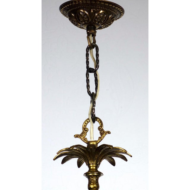 Vintage French Bouilette Brass and Metal Shade Chandelier, 1940s For Sale - Image 4 of 15