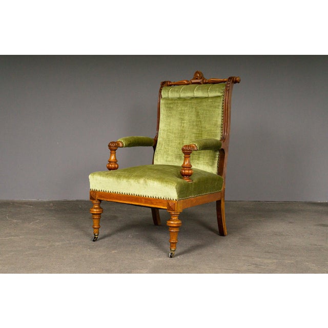 Textile Green Armchairs, Set of 2 For Sale - Image 7 of 18