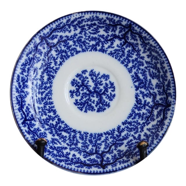 Blue Staffordshire Plate by Fibre Pottery, England For Sale