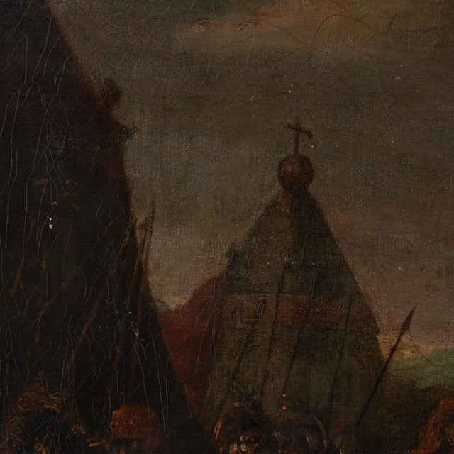 Late 18th Century 18th Century Swedish Original Oil on Canvas Painting Dramatic Narrative Including Soldiers For Sale - Image 5 of 10